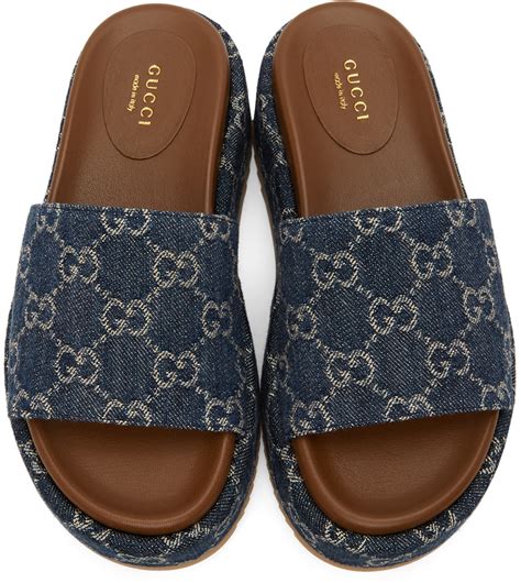 gucci webbed slides on foot|Women's Designer Luxury Platforms Sandals .